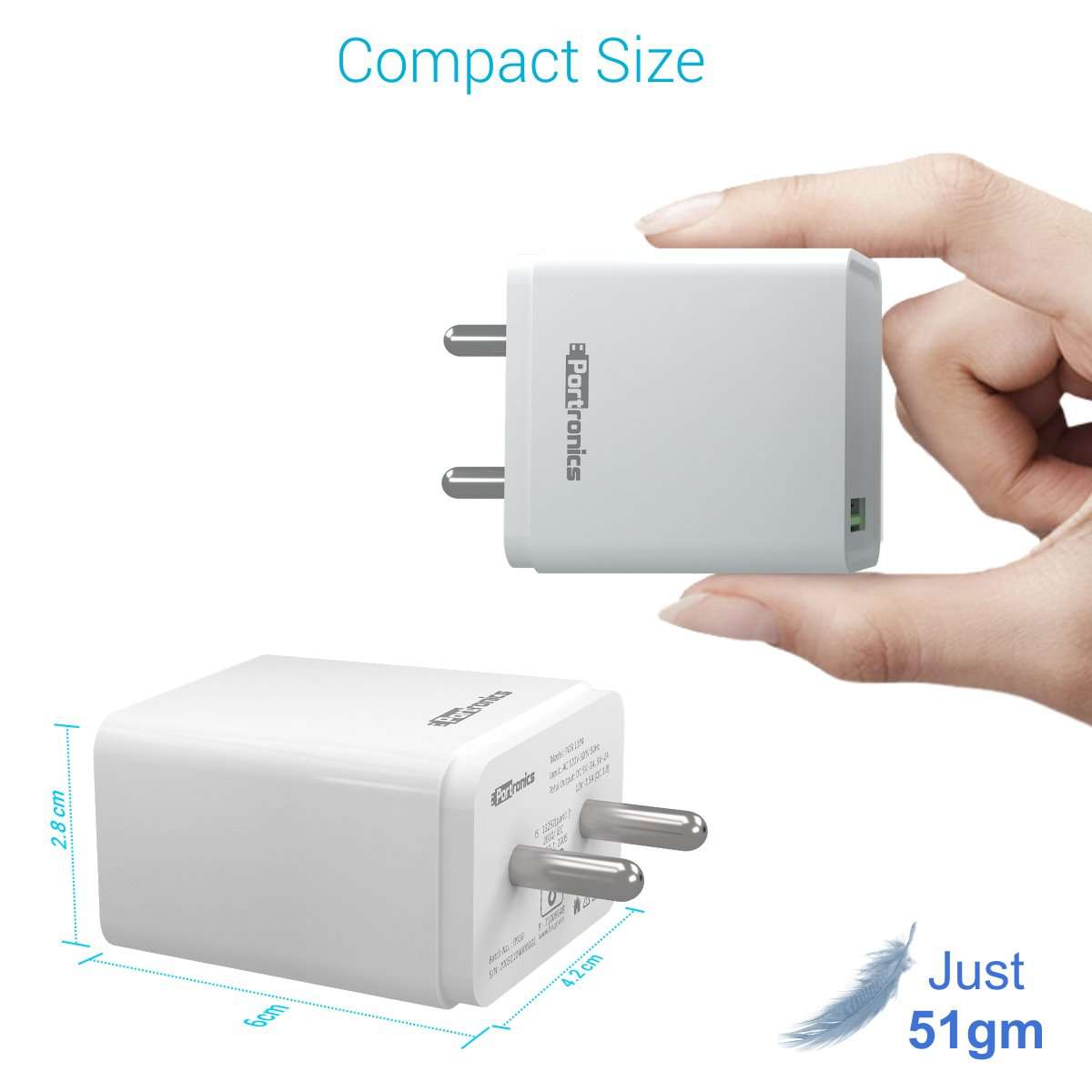 Portronics Adapto One 3A Quick Charger with Single USB Port
