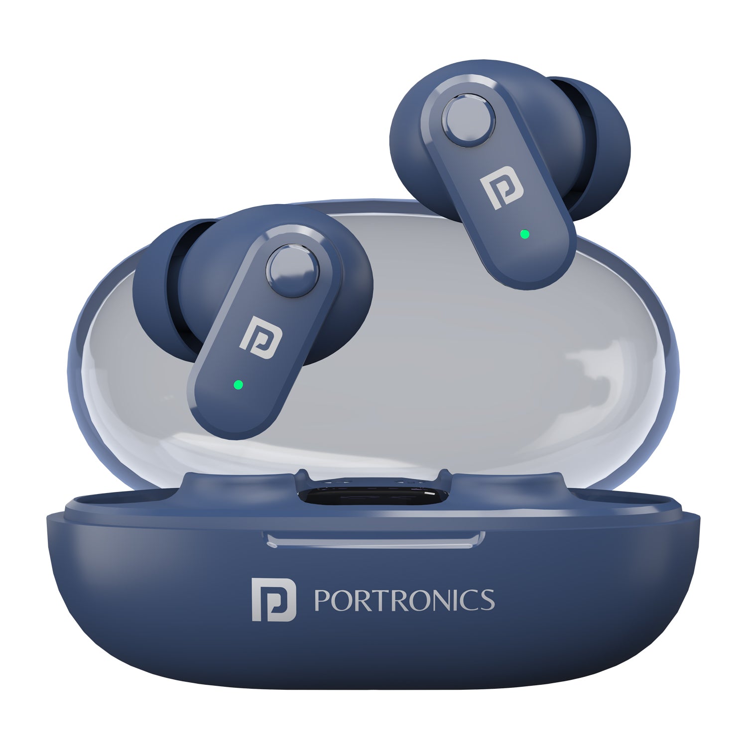 Portronics Harmonics Twins s16 Smart wireless TWS earbuds| earbuds with noise cancelling online| Bluetooth earbuds with mic| best earbuds at affordable price| latest wireless earbuds. Blue