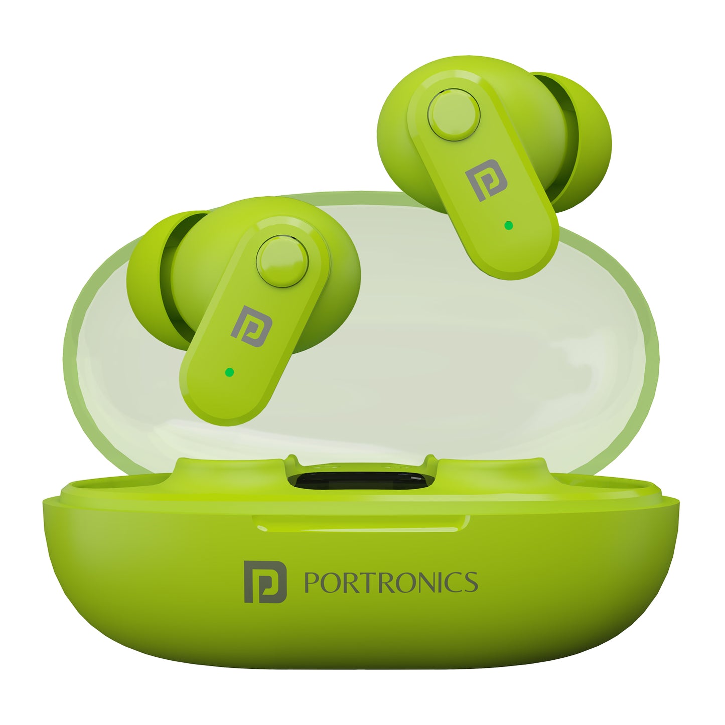 Portronics Harmonics Twins s16 Smart wireless TWS earbuds| earbuds with noise cancelling online| Bluetooth earbuds with mic| best earbuds at affordable price. Green