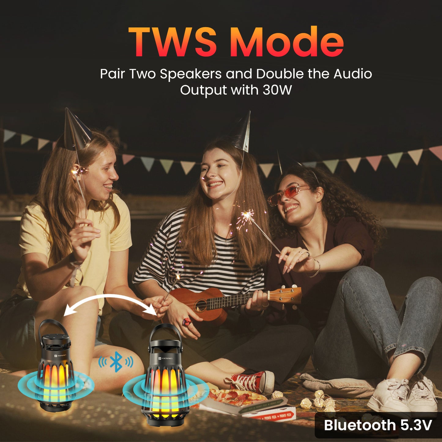 Black Portronics Dash 6 portable tws bluetooth speaker