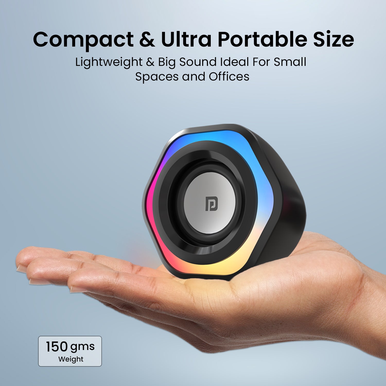 Black Portronics In Tune 4 6 watts usb speaker is compact and portable sizes
