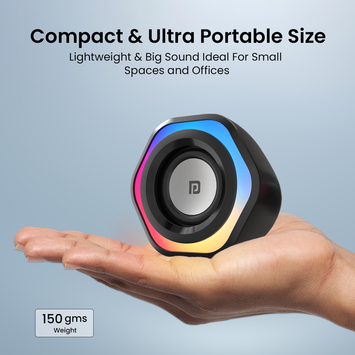 Black Portronics In Tune 4 6 watts usb speaker is compact and portable sizes