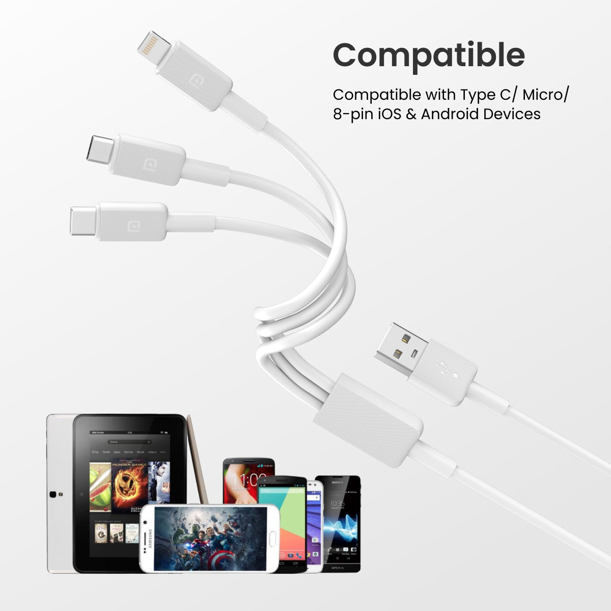 Buy Portronics Konnect Link 3 | 3-in-1 Multi Charging Cable