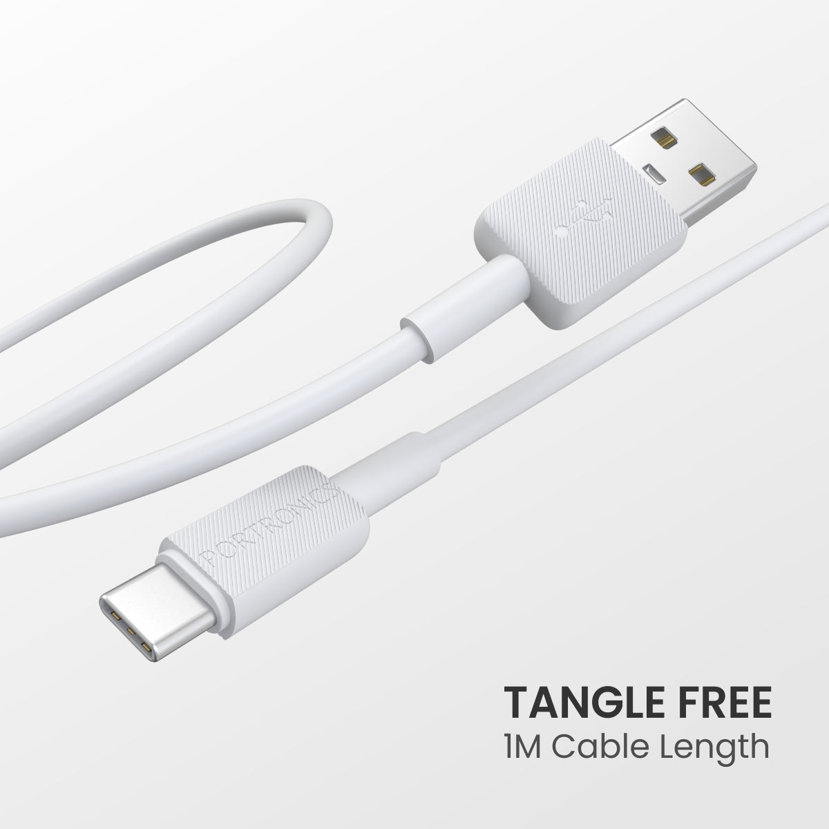 tangle free charging cable from portronics. White