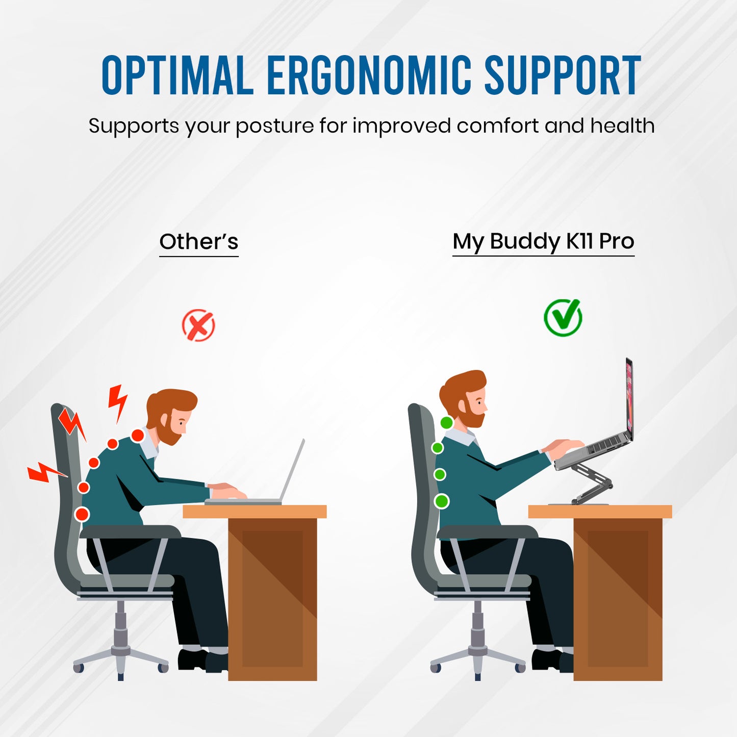 My Buddy K11 pro ergonomics foldable & portable laptop stand online| laptop stand for home and office uses