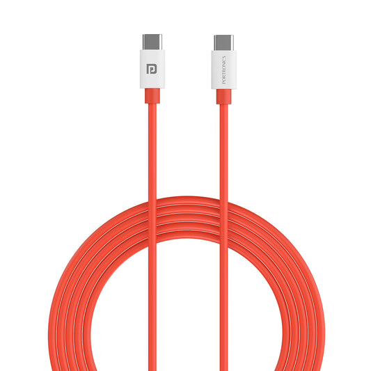 Orange Portronics Konnect Dash Max 65w Type to type c fast charging cable| type c charging cable| 65W PD Fast Charging