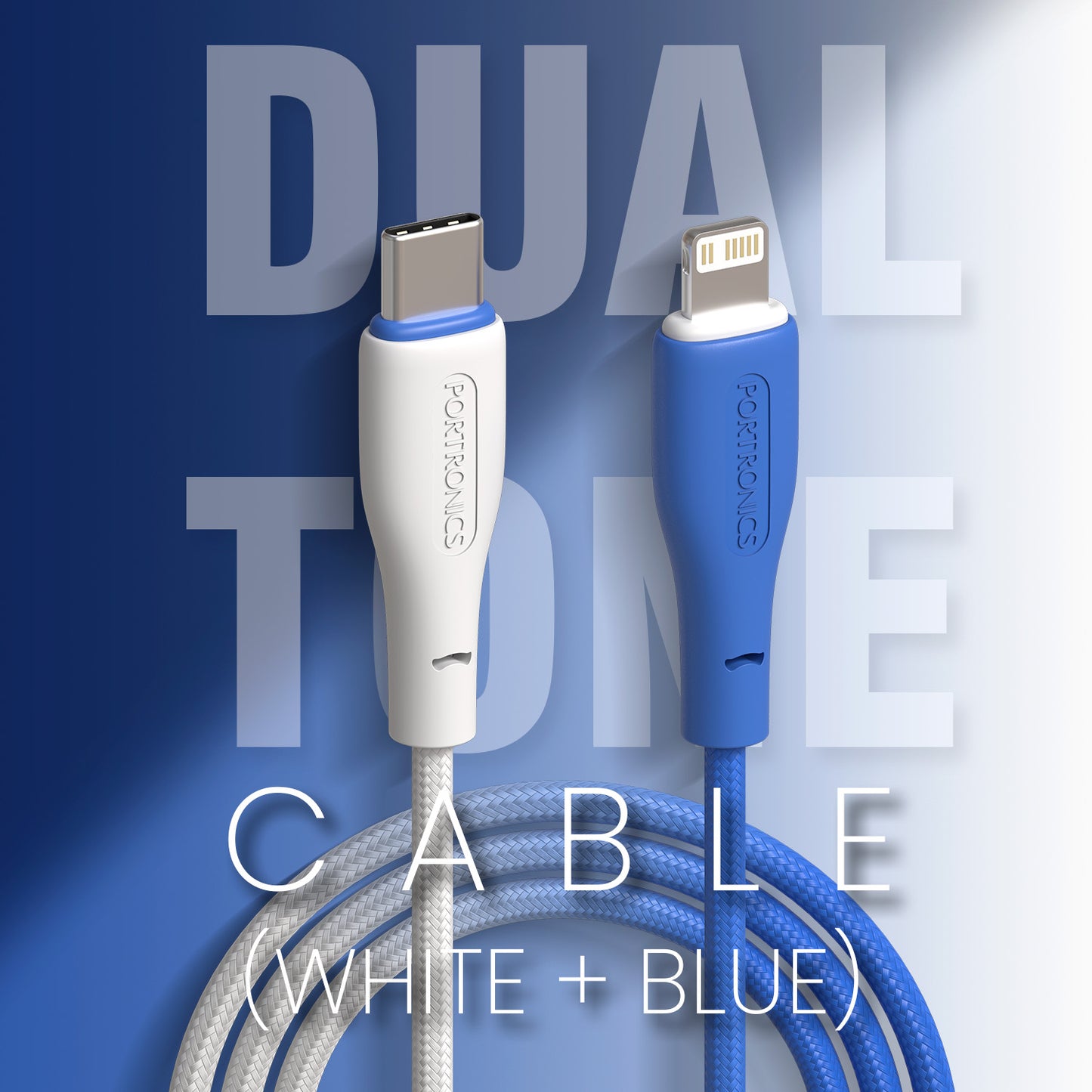 HUE X - Type C To 8 Pin 20W 1M, White+Blue