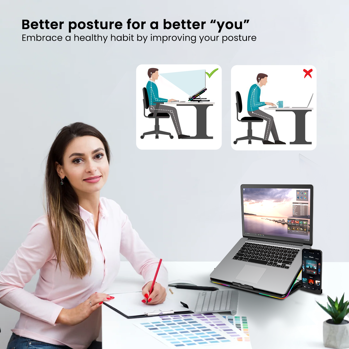 black Portronics My Buddy Air Cooling Pad: Portable Laptop stand For better posture