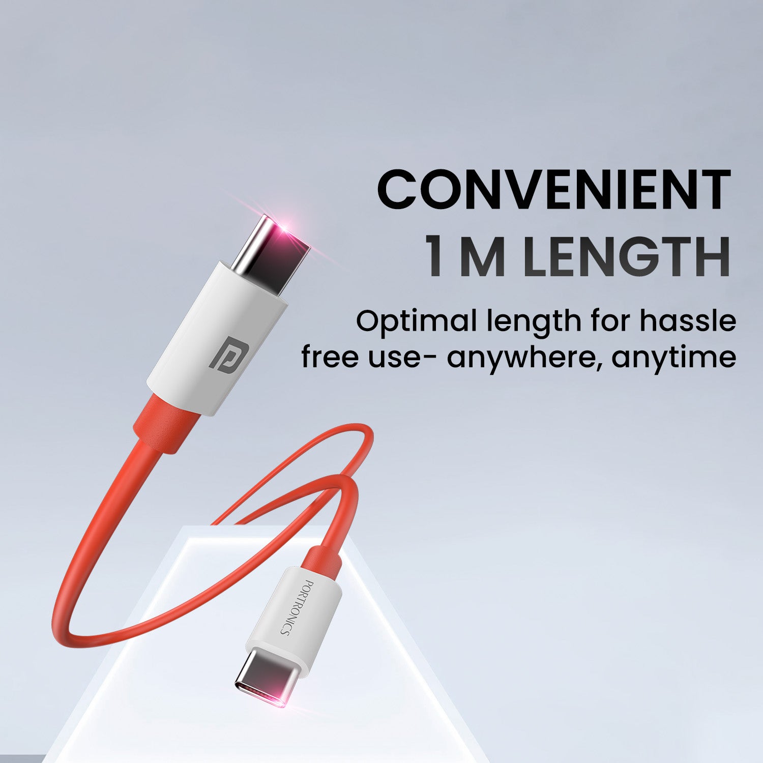 orange Portronics Konnect Dash Max 65w Type to type c charging cable| type c charging cable| type c to type c cable 1 meter length