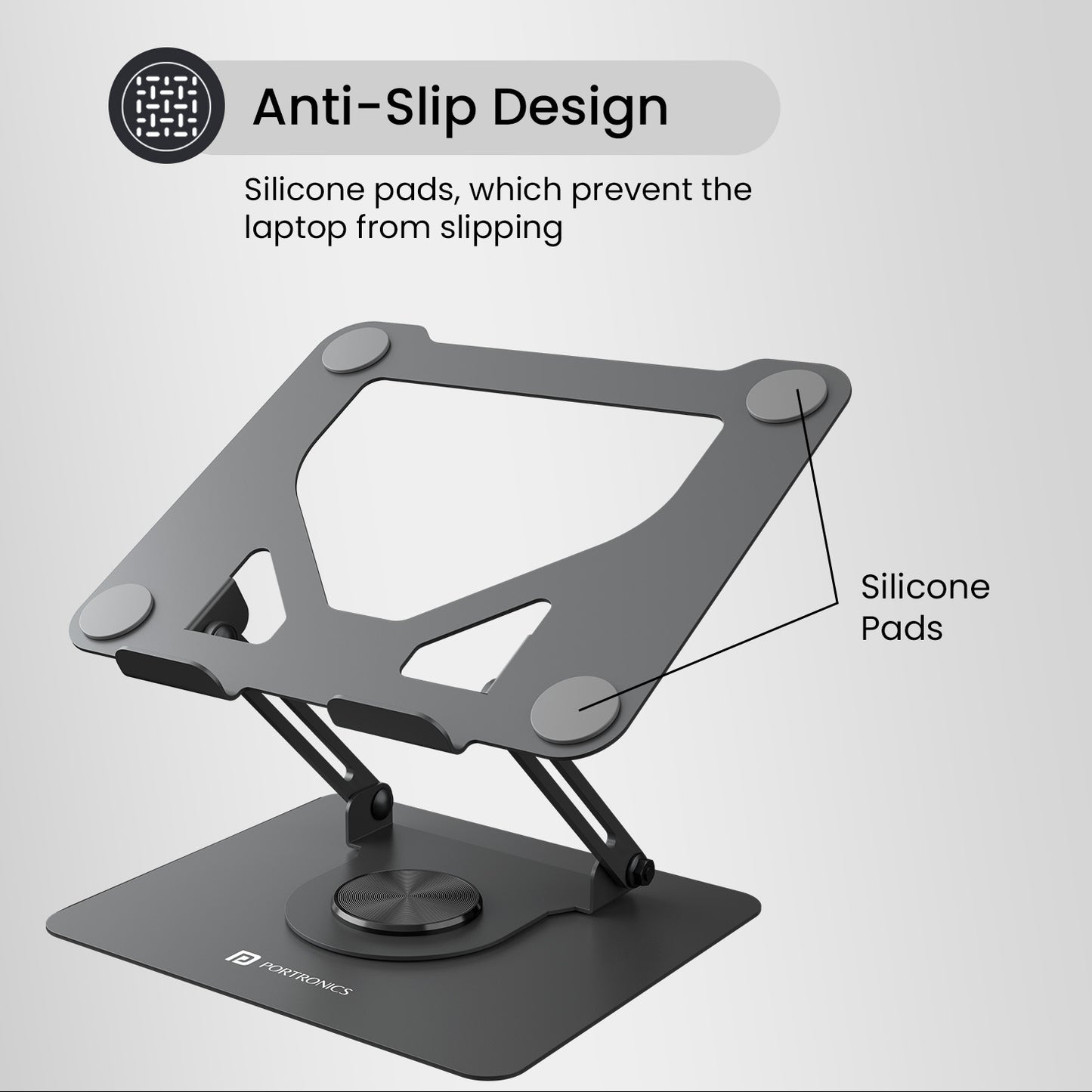 Grey My Buddy K11 ergonomics design laptop stand| foldable laptop stand come with anti slip design 