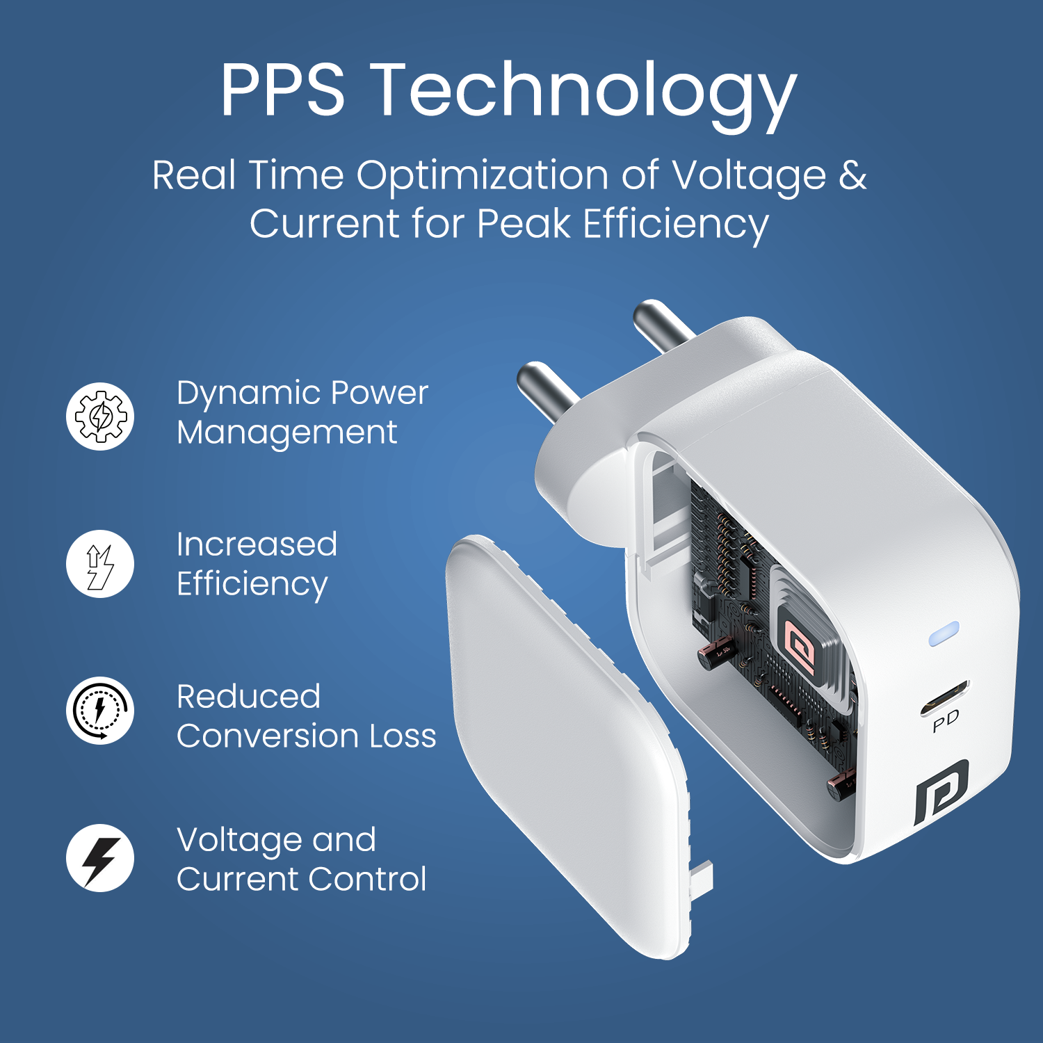 Adapto 45C usb Charger with USB-C Fast Charging, Compact Travel-Friendly Design, and Overcharge Protection for Safe Charging
