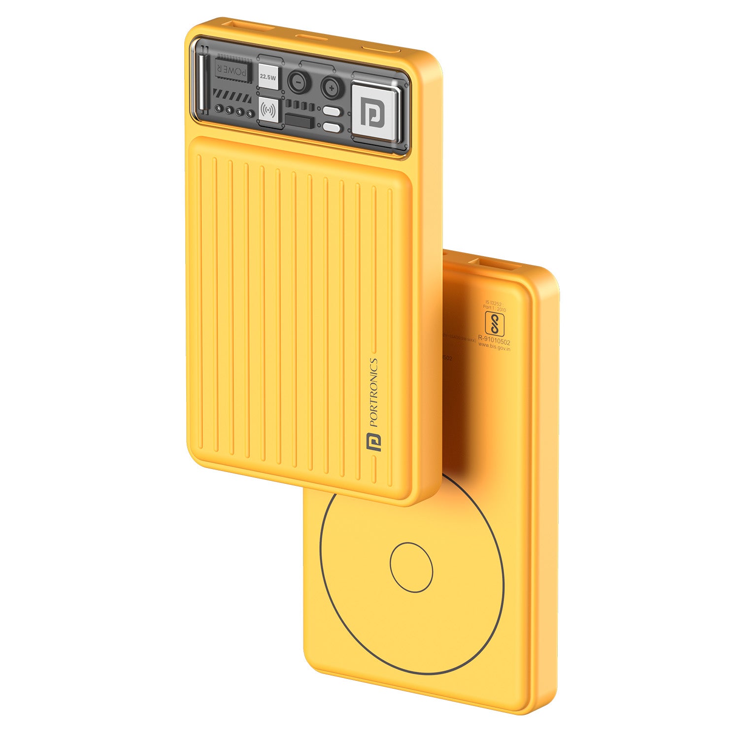 Luxcell Wireless Mini 10K wireless power bank| wireless power bank with 10000mah| affordable wireless power bank online| best power bank for smallest Iphone at best price. Yellow