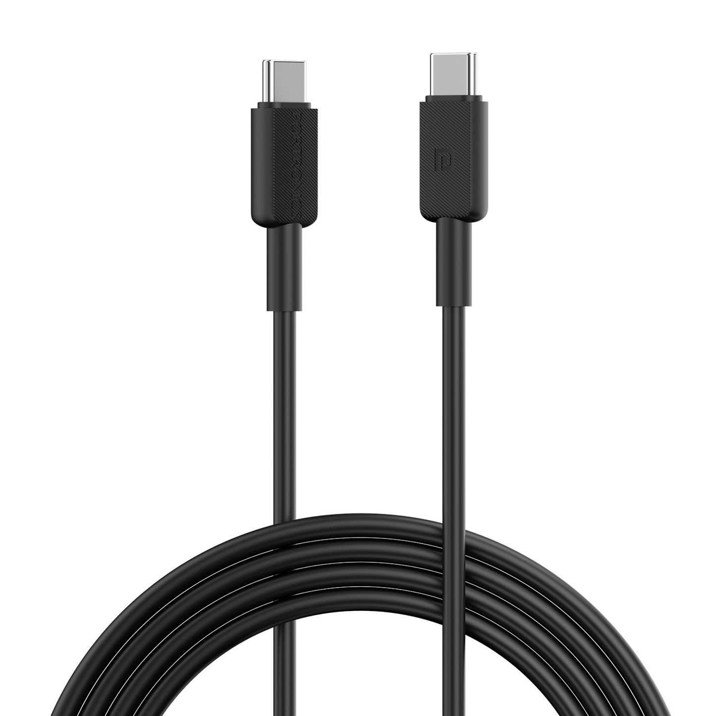 Black Portronics Konnect Link C Square 100W fast Charging cable| 100W Charging Cable| Type-C to Type-C cable