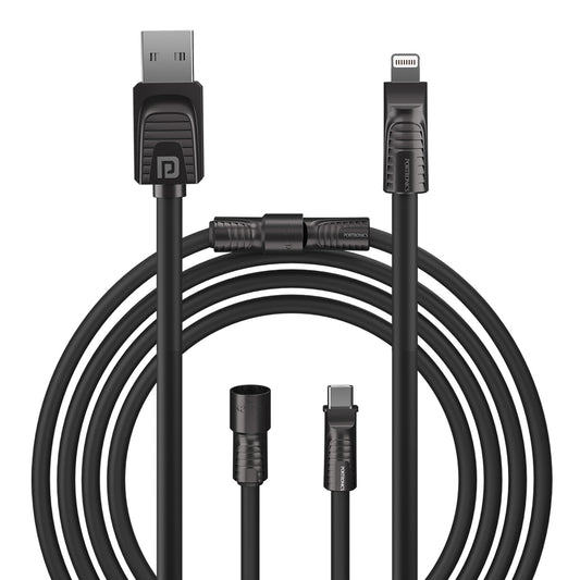 Black Portronics Konnect Tetra 4 in 1 type c charging cable| type c to type c cable| usb cable to type c