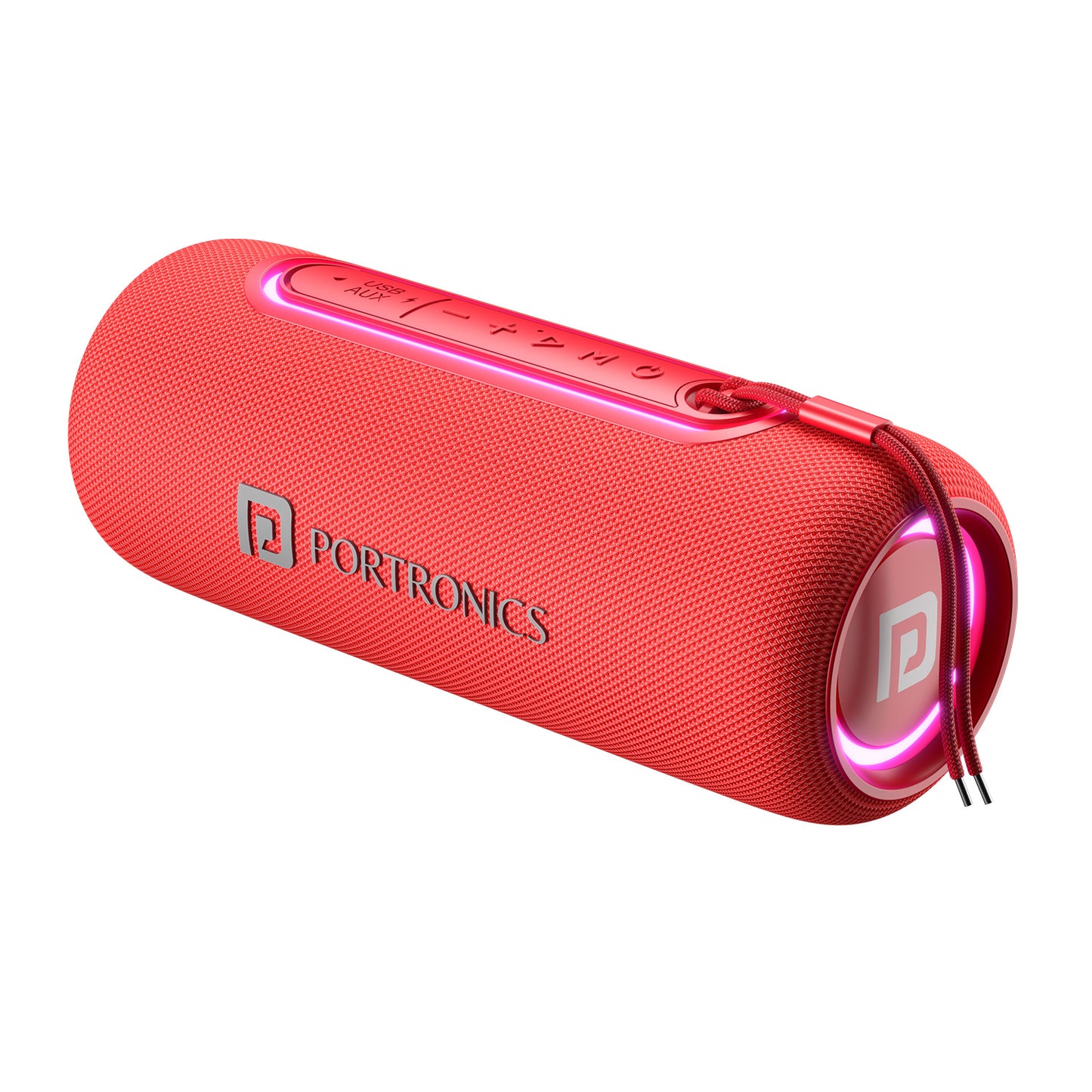 Portronics Resound 2  portable wireless bluetooth speakers with 15watt hd sound for iOS & Android. Red