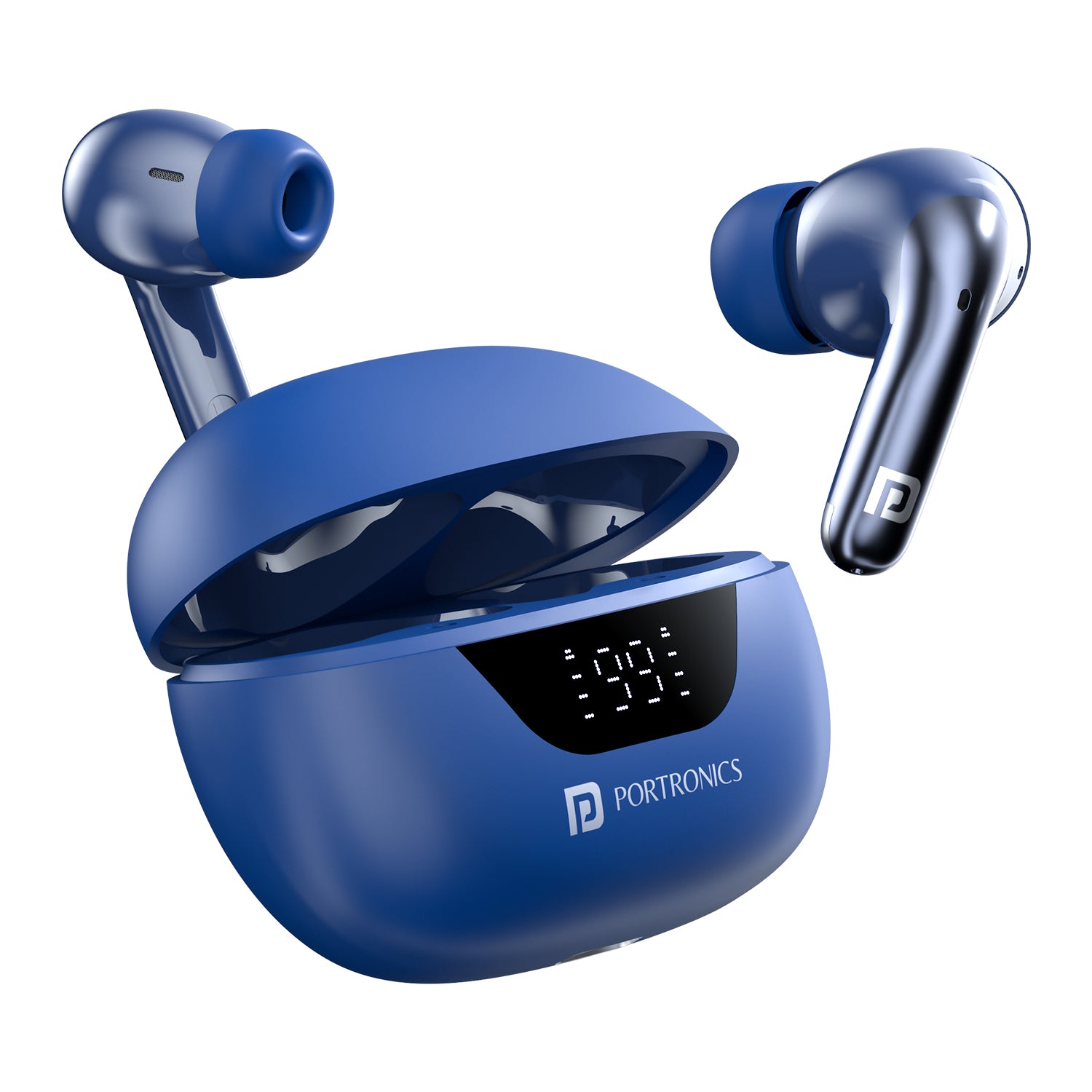 Blue Portronics Harmonics Twins 28 earbuds with active noise cancellation | Best TWS earbuds online| latest earbuds at low price