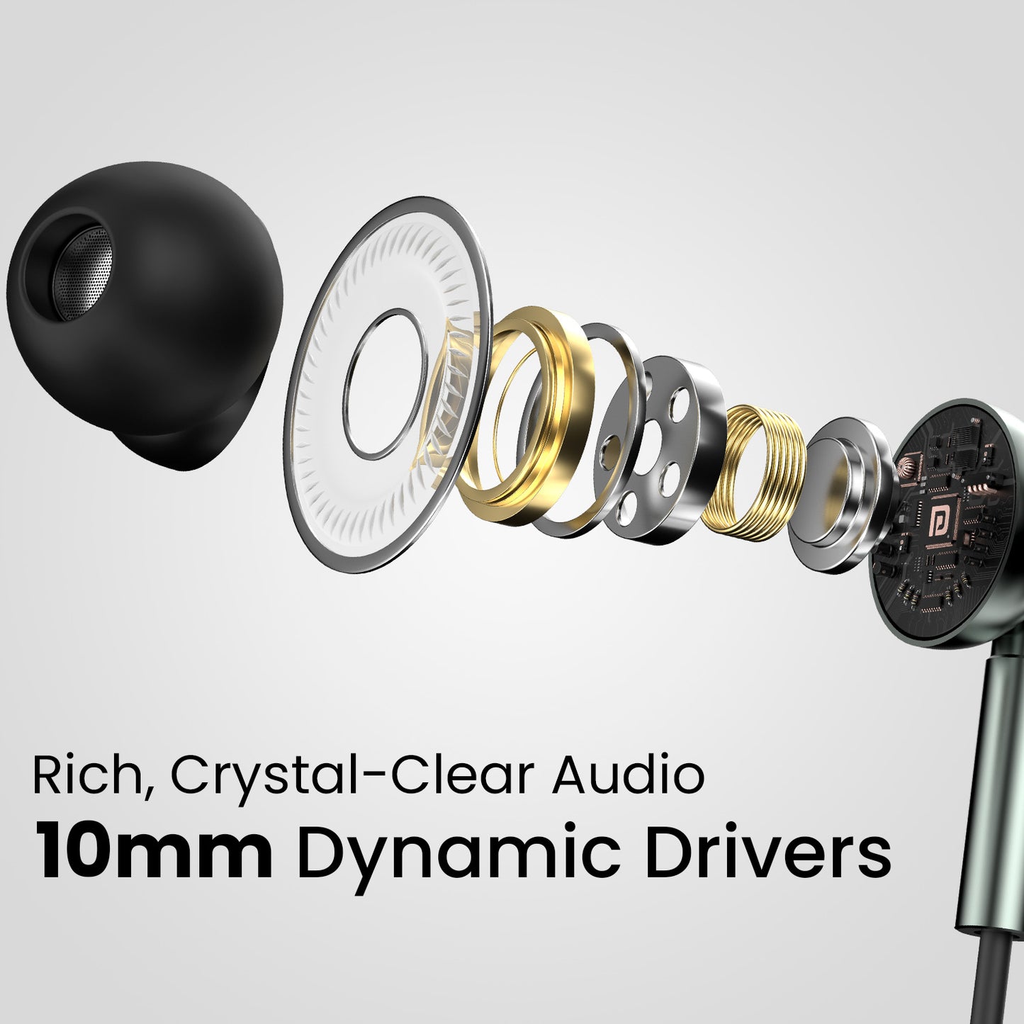 Black Portronics Conch Tune A Wired headphones| wired earphone with 10mm dynamic drivers