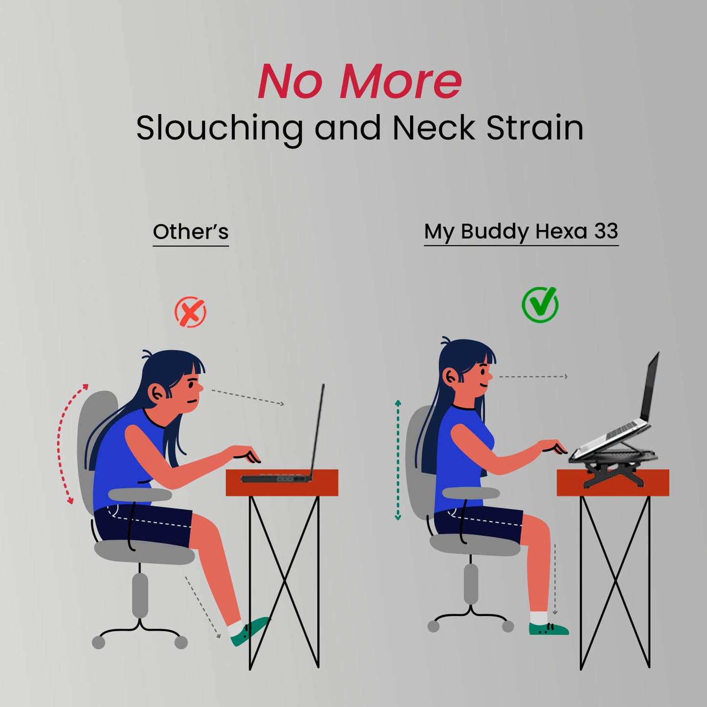 Blue Portronics My Buddy Hexa 33: Portable Laptop Stand for better posture