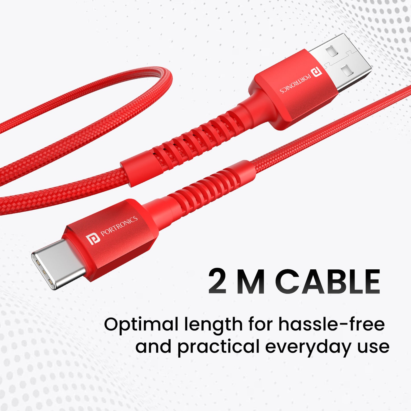 red Portronics Konnect X - 6A USB to Type C cable| type c fast charging cable| charging cable with max power delivery