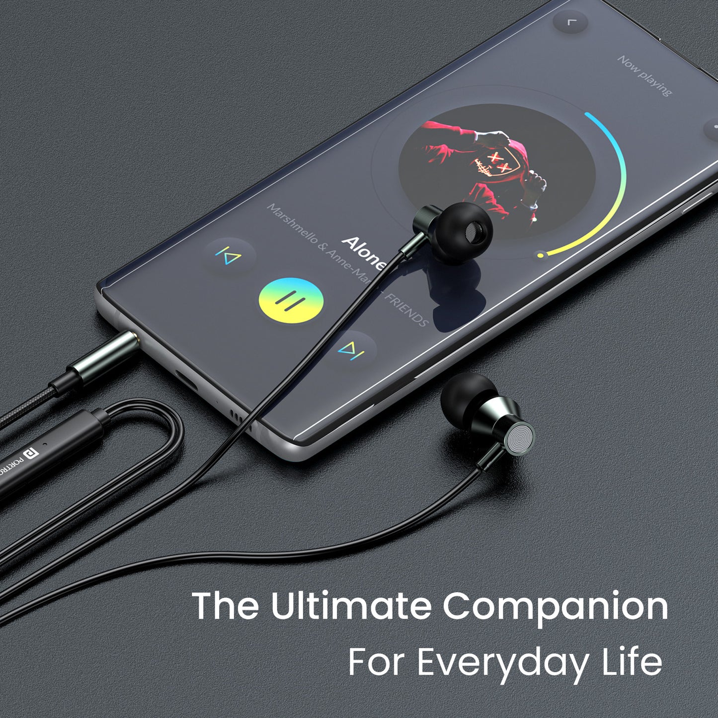 Black Portronics wired earphones |wired headsets| headphones with wire for everyday use