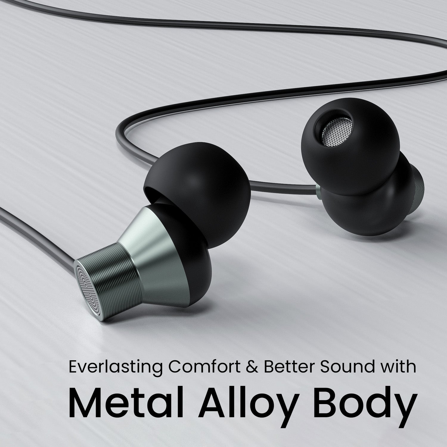 Black Portronics conch tune A wired earphone with metal alloy body