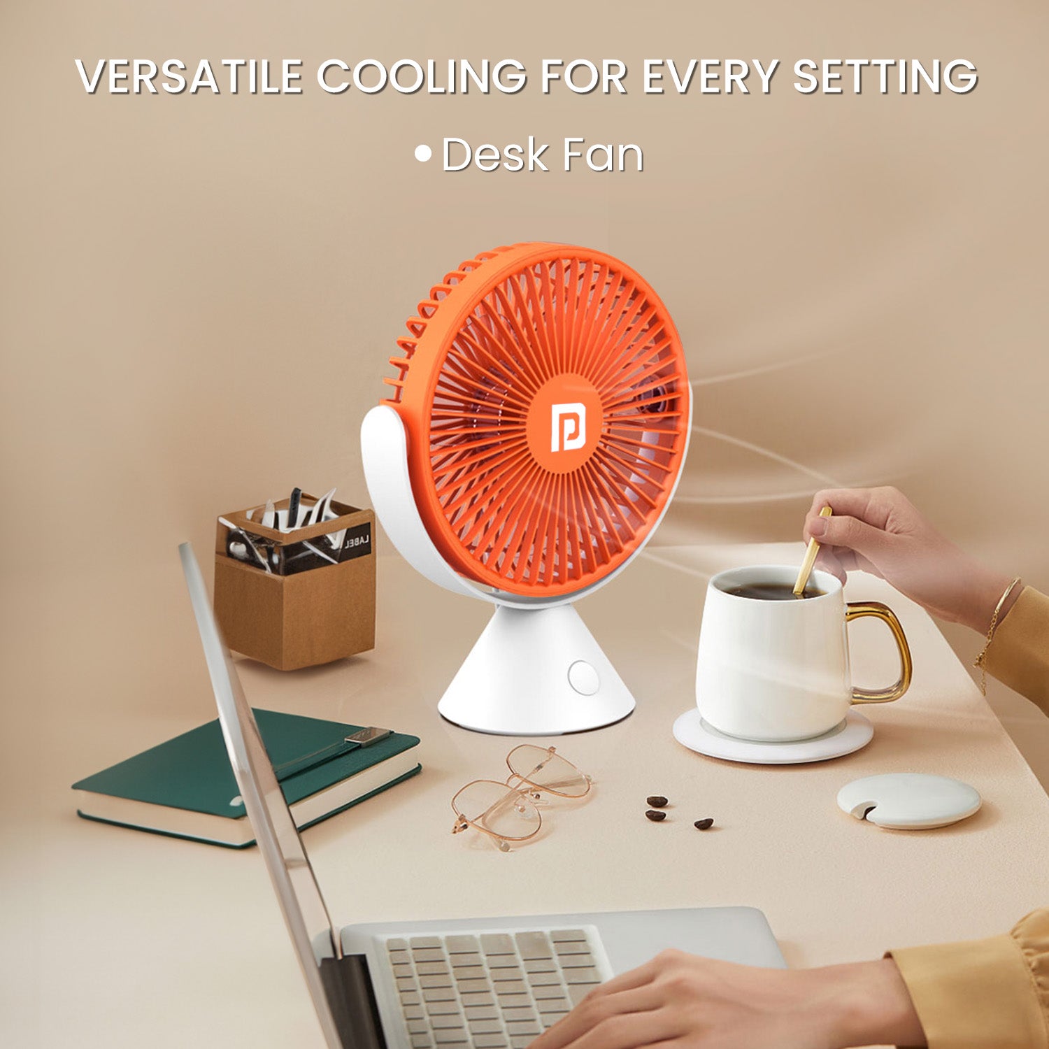 Orange Portronics Aero Brezee portable desk cooling fan| Portable table fan| desk fan