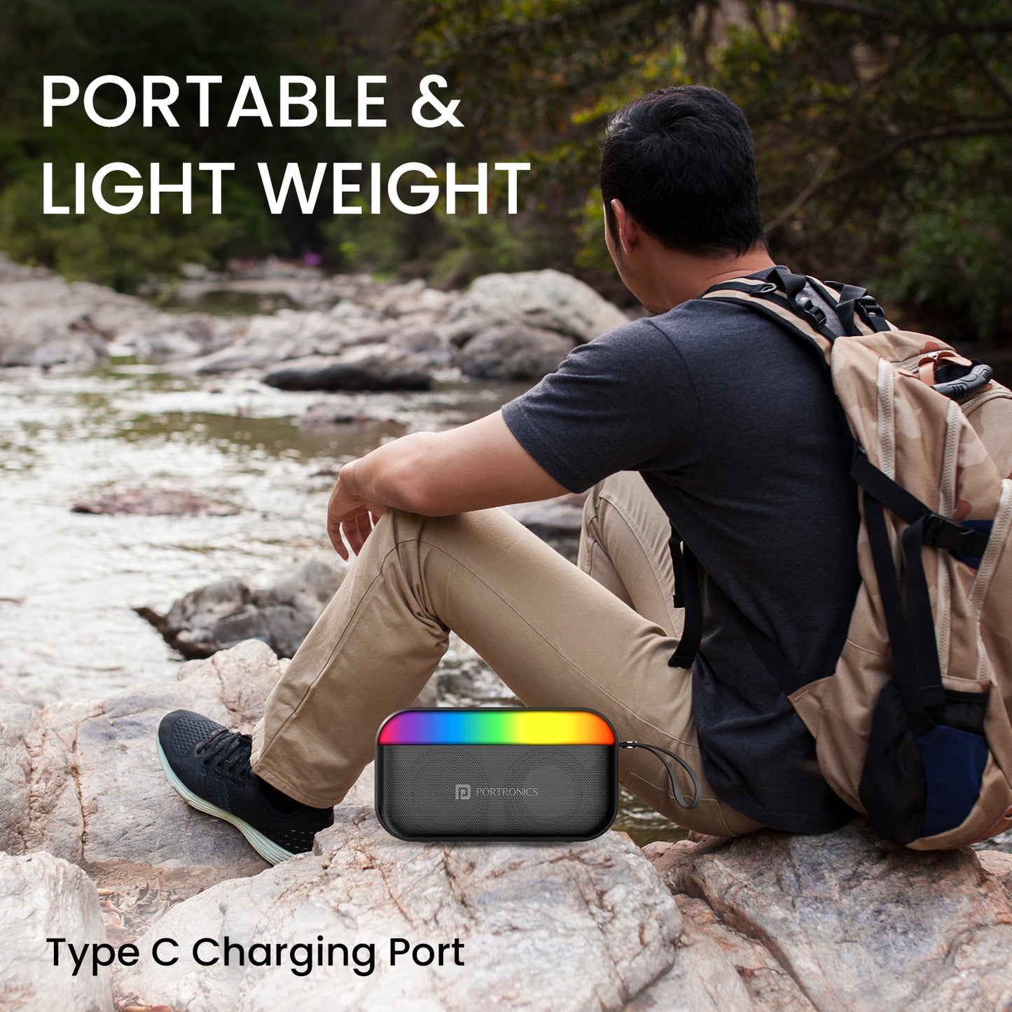 Portronics pulg 2 8w portable light weight wireless buletooth speaker . Black