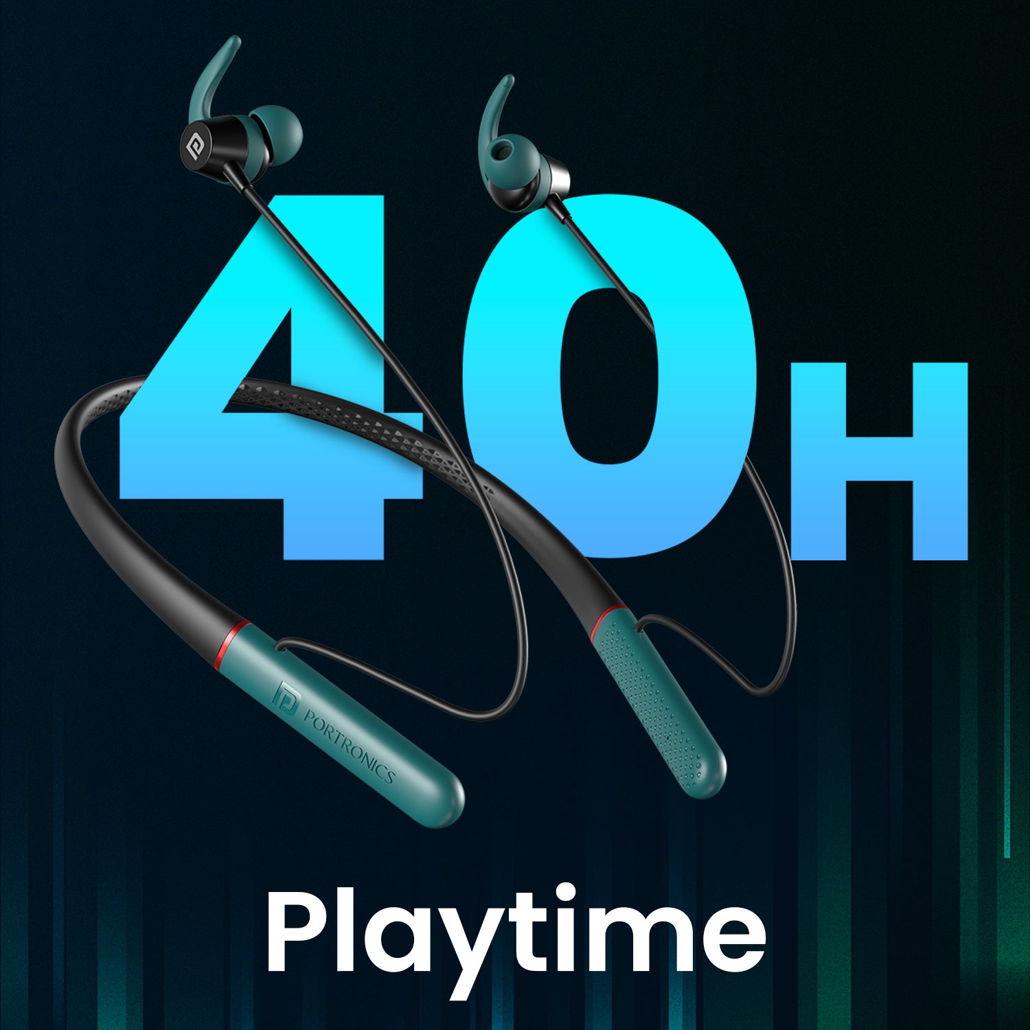 Green Portronics Harmonics X2 neckband with 40hr playtime Wireless headphone | Portronics Headphones portronics bluetooth earphones