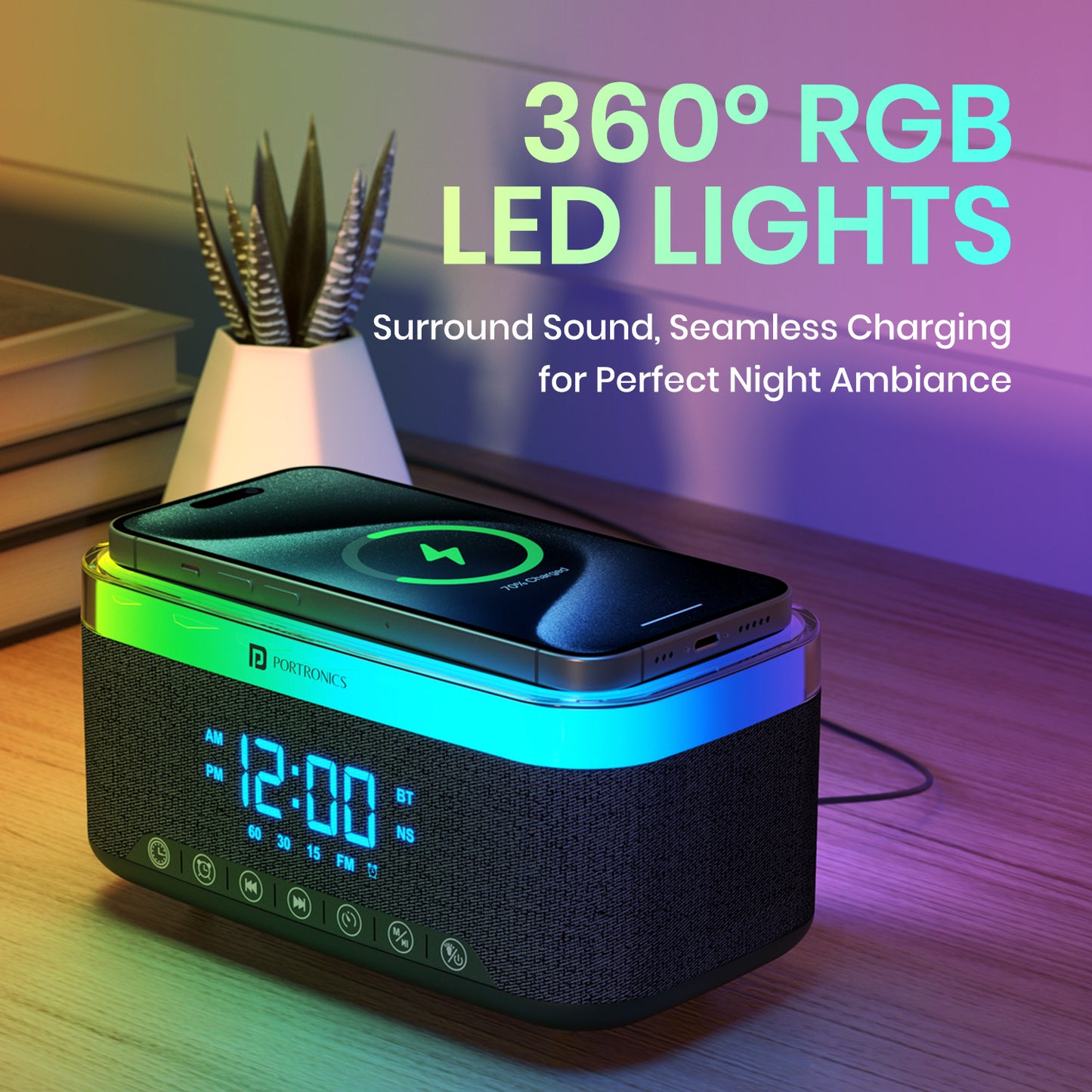 Portronics TriFusion wireless portable speaker with 360 degree rgb light| portable Bluetooth speaker online at best price