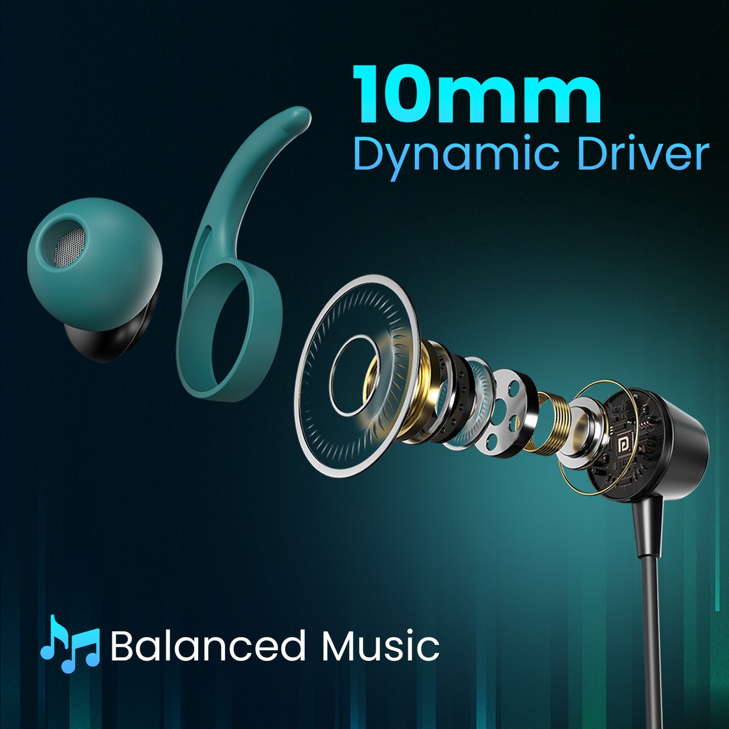 Green portronics neckband| Neckband bluetooth headphones harmonics x2 with 10mm dynamic driver