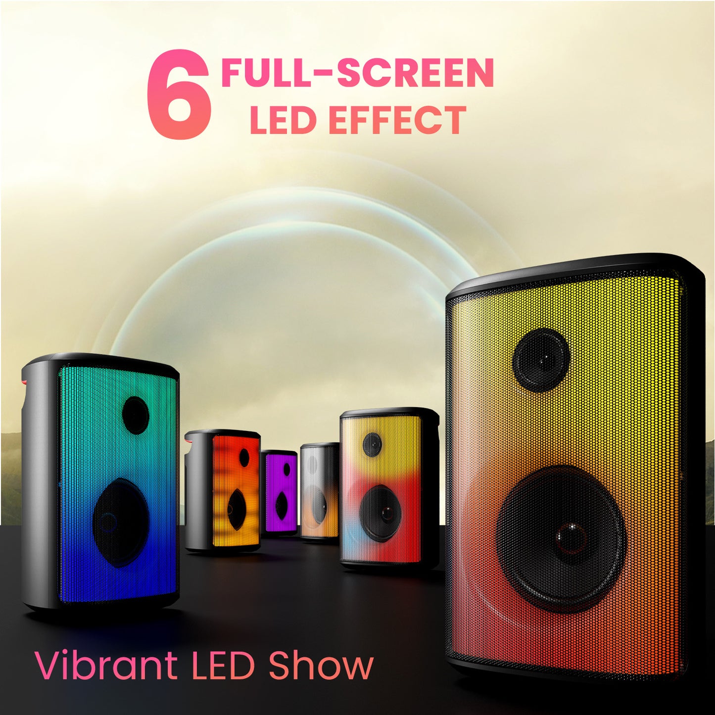 Black Portronics Dash 8 bluetooth party speaker comes with full screen led light effect