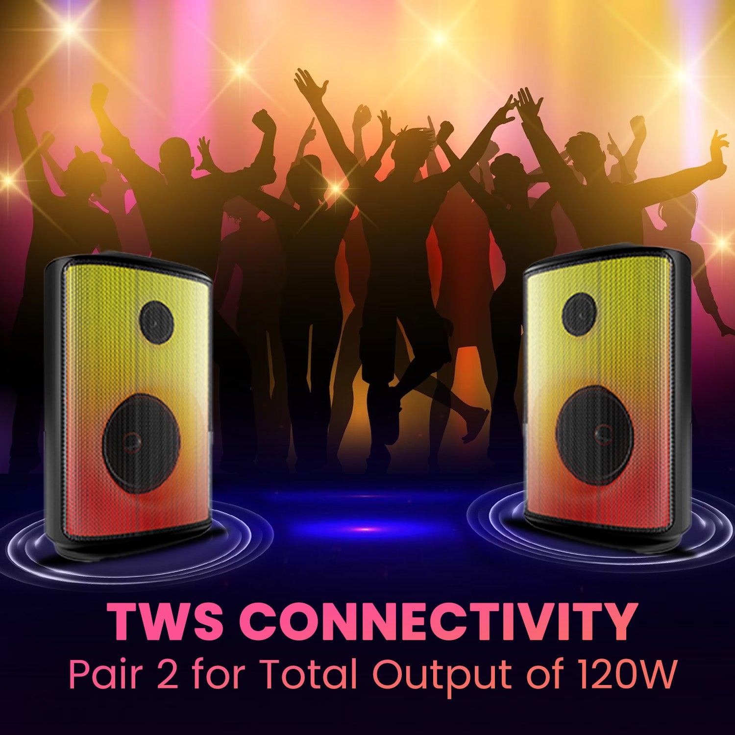 Black Portronics Dash 8 portable party speaker comes with tws connectivity for non party