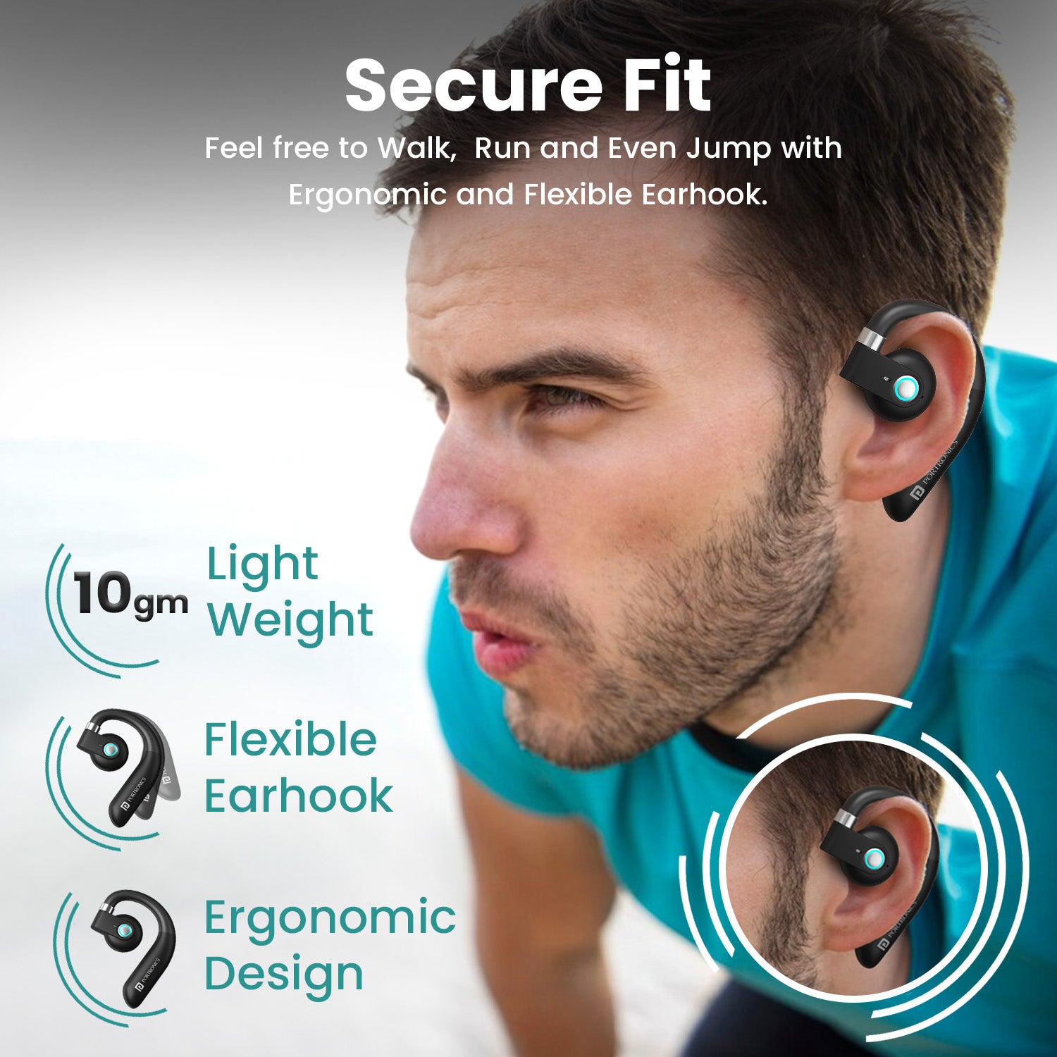 Portronics harmonics twins S14 open-ear wireless bluetooth earbuds comes with led battery indicator and 15hr playtime