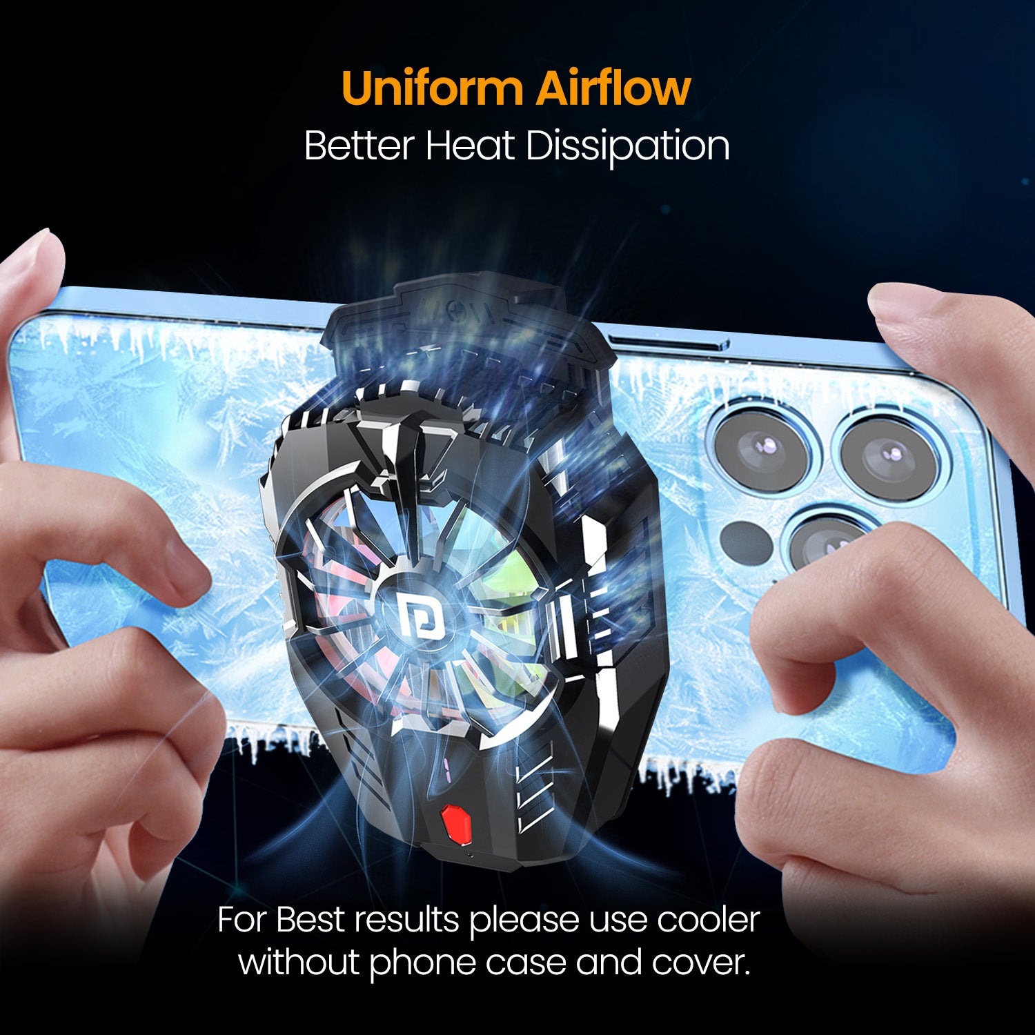 Portable cooling fan for smartphones with 3-speed modes| Durable ABS and aluminum alloyf mobile cooling fan for uniform airflow