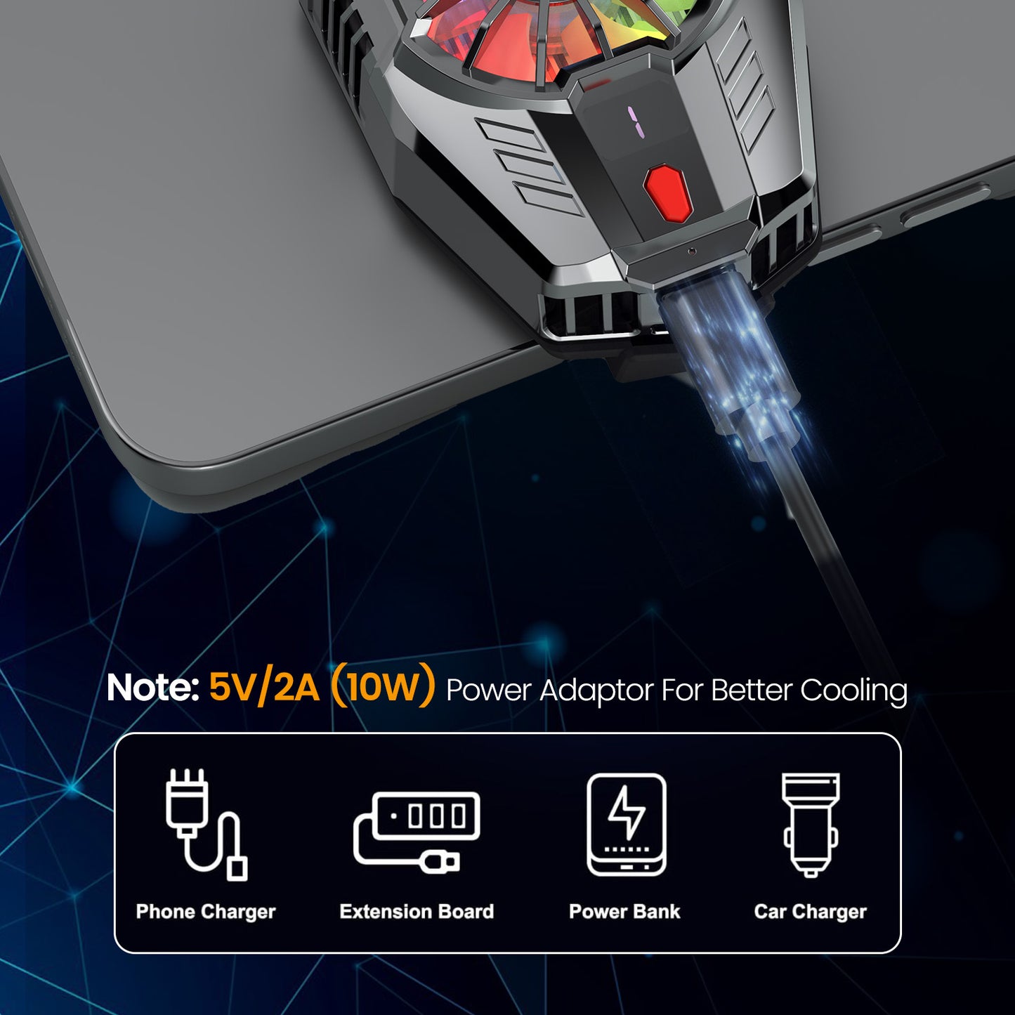 Cool Pulse mobile cooling fan with Type-C input mobile fan for fast charging compatibility