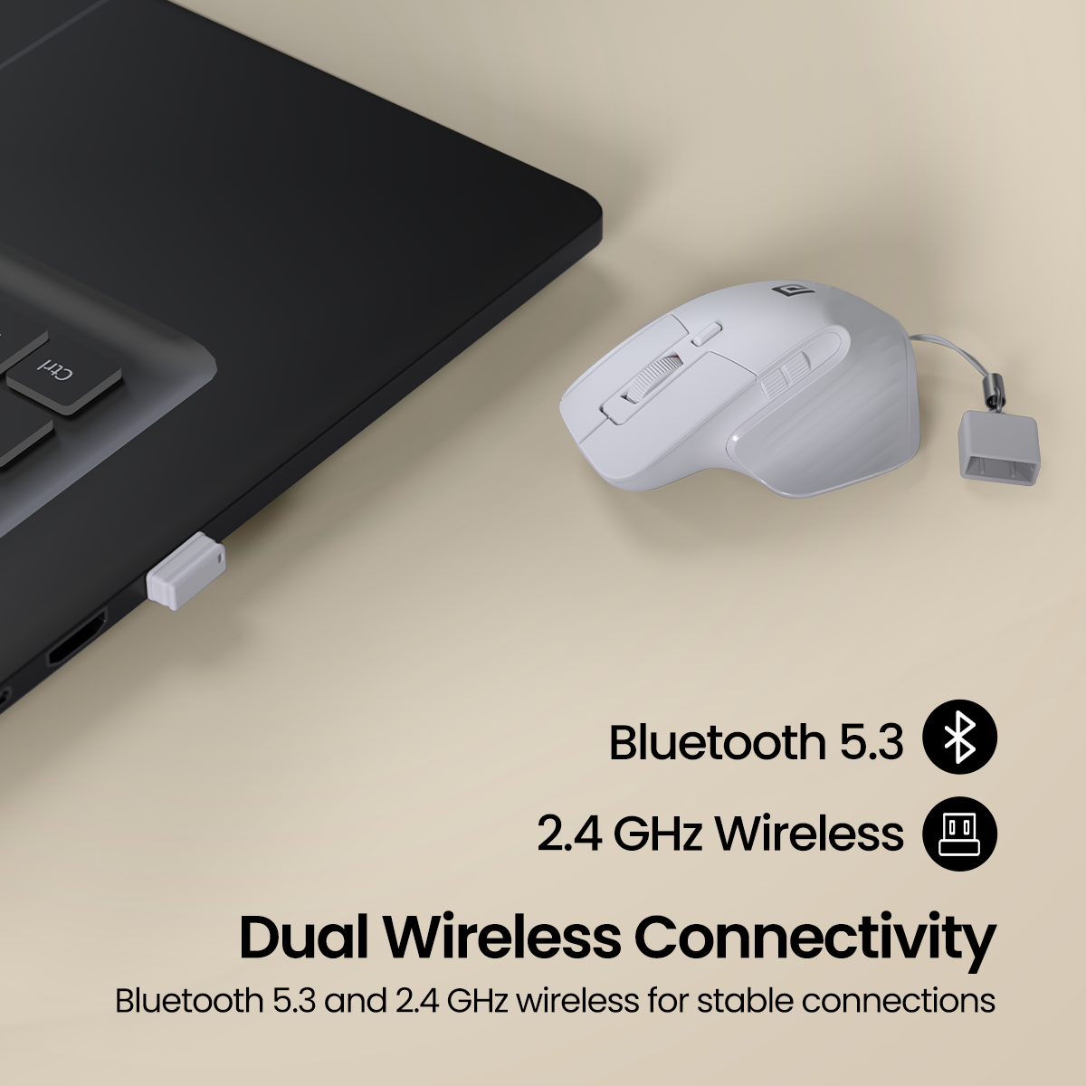 Portronics Toad mino bluetooth Mouse for Laptop with Dual Connectivity Type C port Mouse  2.4 GHz and bluetooth 5.3