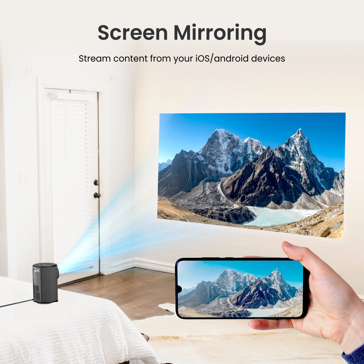 Portronics Beem 410 smart mini android led projector| Portable projector for home with screen adjustable. Black 