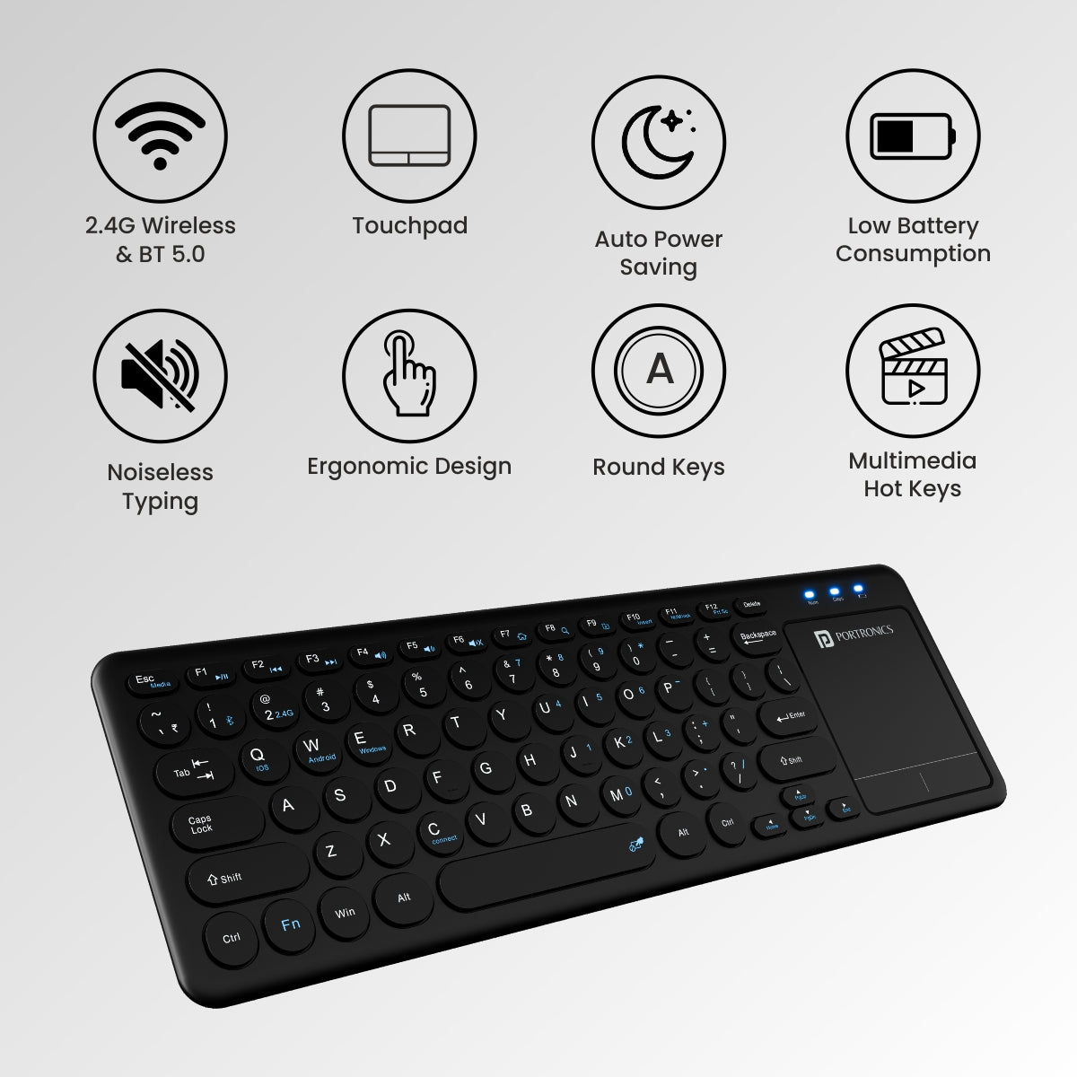 Black Bubble Pro Wireless Keyboard for laptop under 2000