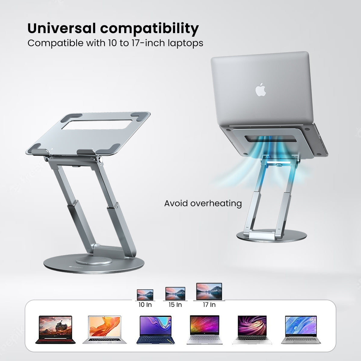 Portronics universal compatibility flexible laptop stand. Silver