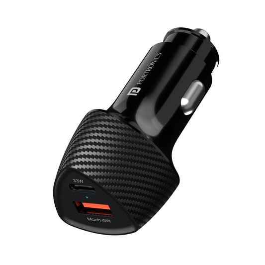 black Portronics Car Power 16 Fast Charging Car Charger