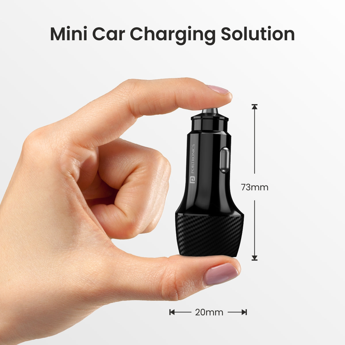 black mini car charging solutions from portronics