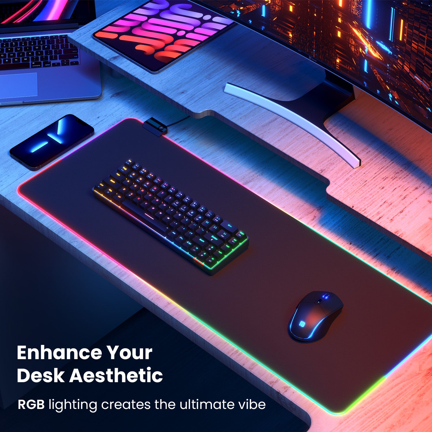 Comfipad Glow Gaming Mouse Pad designed for gamers with precise tracking and enhanced performance for long gaming sessions