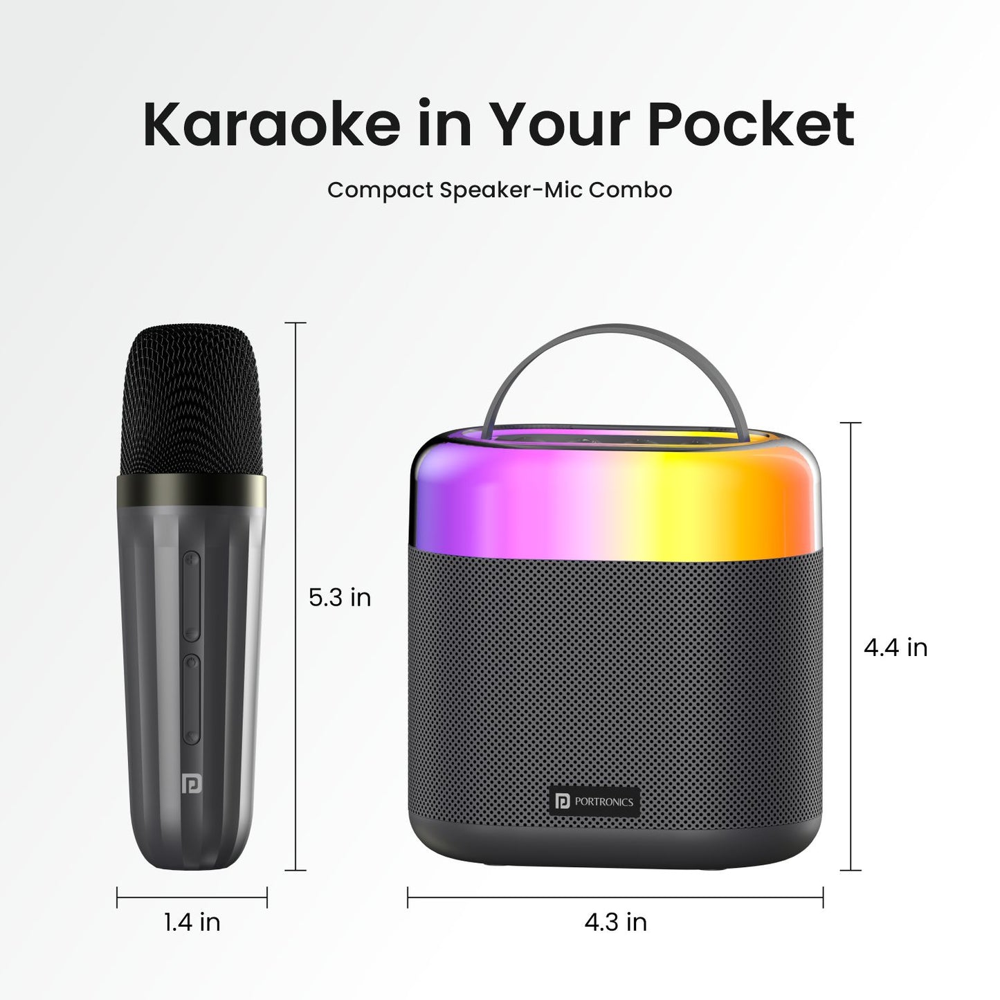 black buy compact Portronics Dash 3 portable bluetooth wireless karaoke party speaker