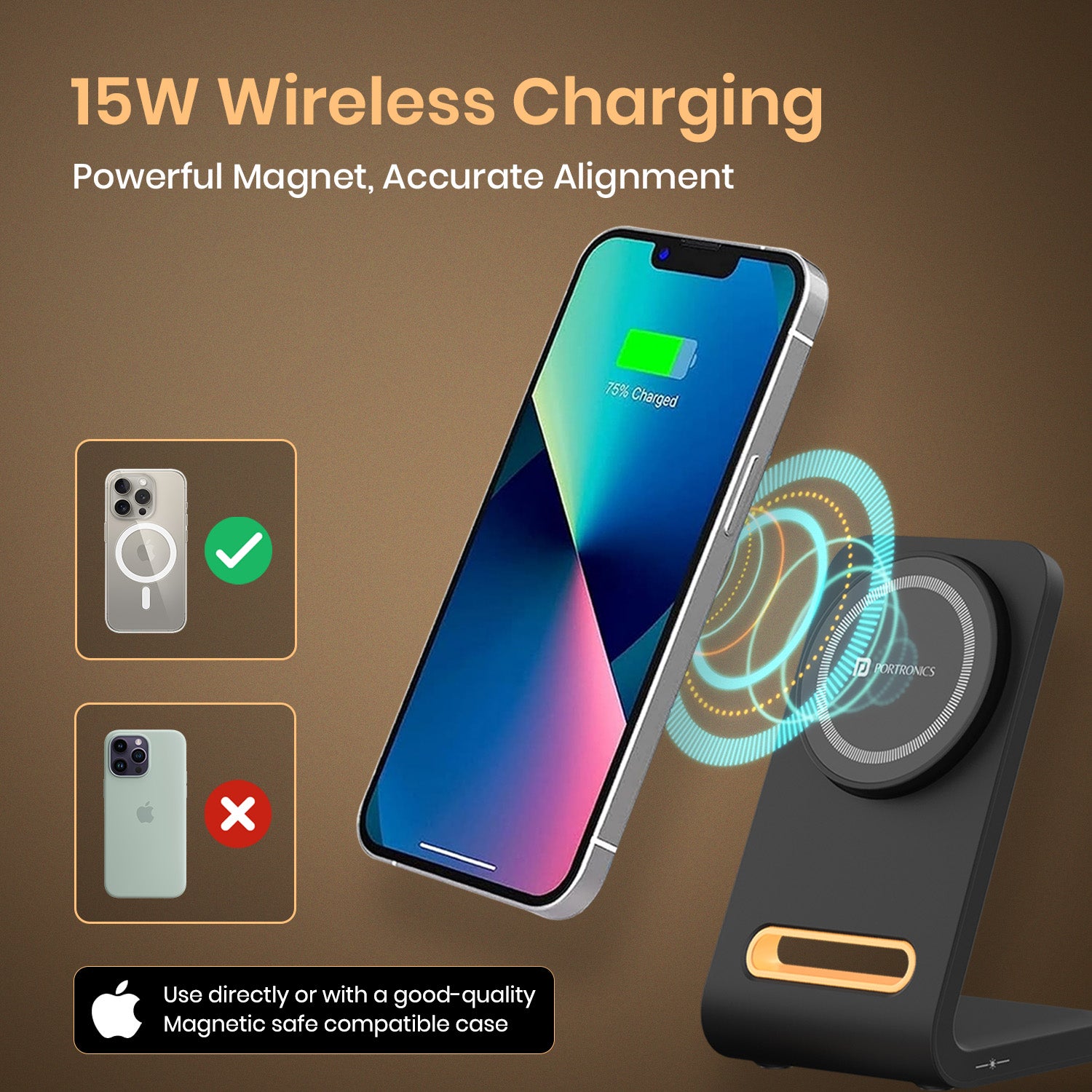 Portronics FLUX fast 15w wireless charger for iPhone 15| best 15W MagSafe charger for Iphone
