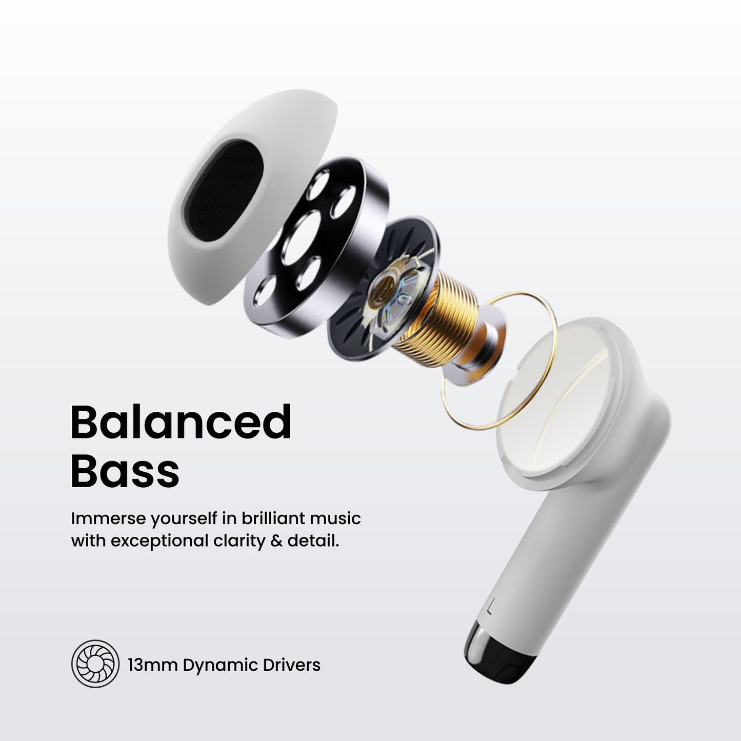 White Portronics Harmonics Twins S8 Best tws bluetooth earphones with balanced bass