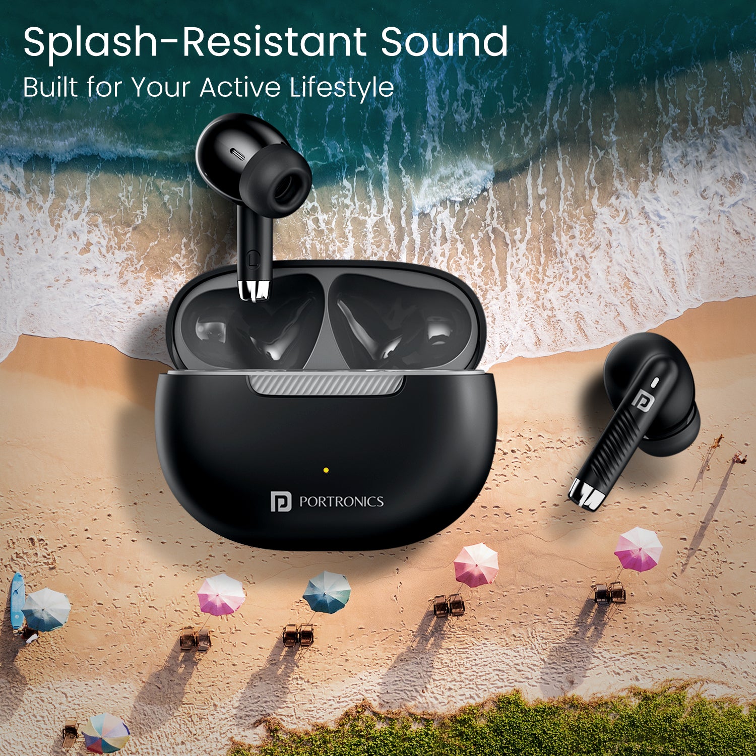 Black Harmonics Twins 32 TWS Earbuds with Hall Switch – Open the case and pair instantly with the smart Hall Switch function for seamless connectivity.