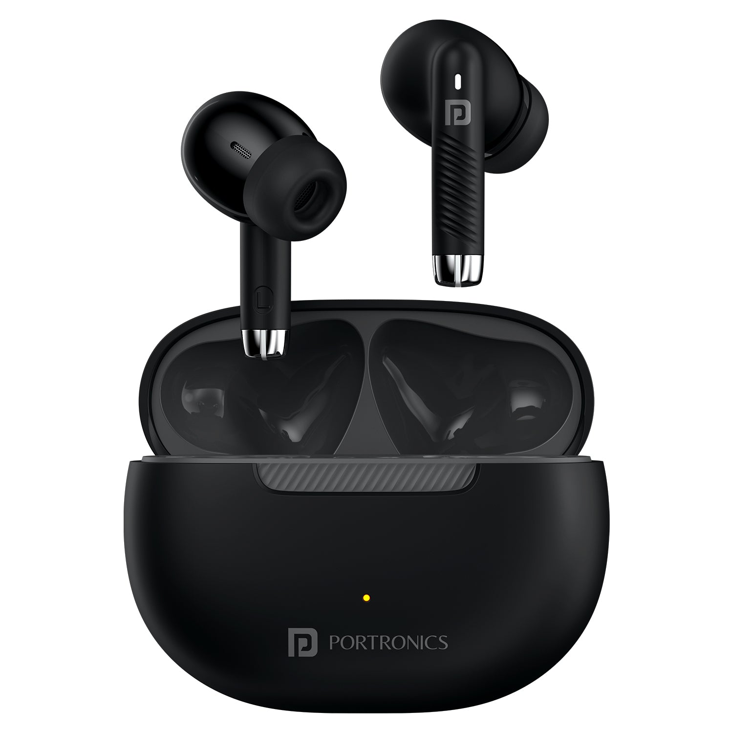 Black Harmonics Twins 32 Wireless Earbuds with ANC – Enjoy immersive sound with advanced noise cancellation, Bluetooth connectivity, and a sleek design for all-day comfort.