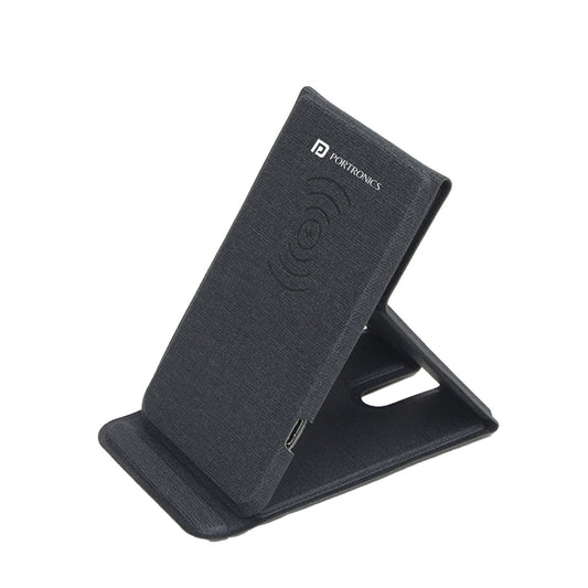 black Portronics Freedom Fold wireless phone charger