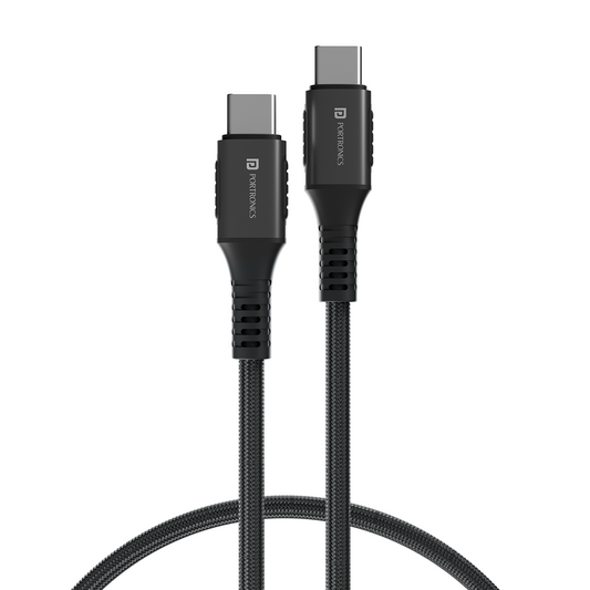 Portronics Konnect 240C type to type c charging cable. Black