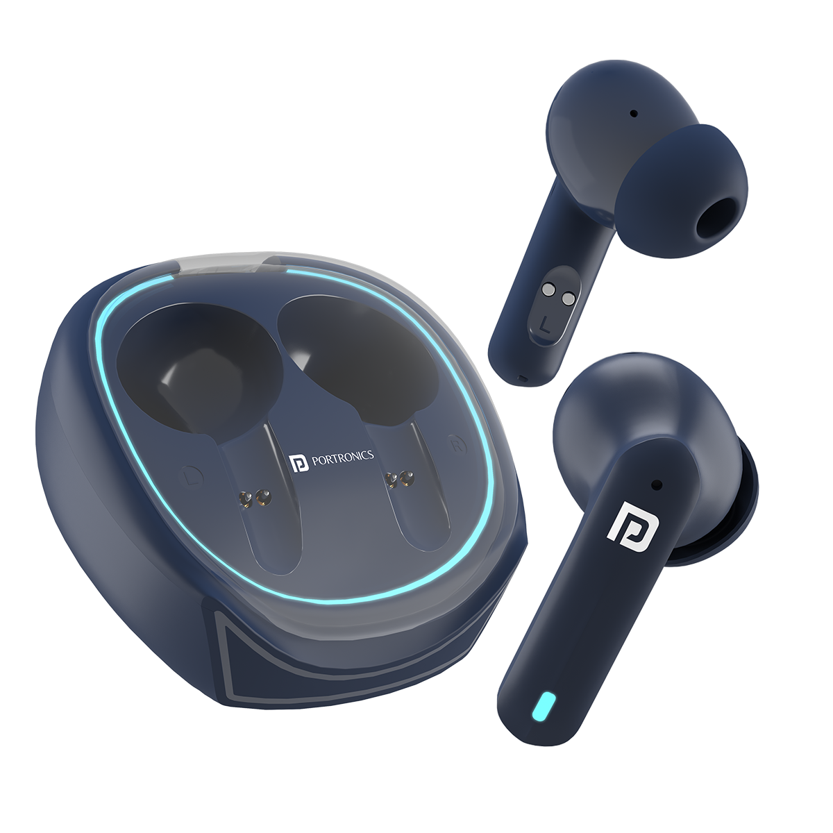 Blue  Portronics harmoncis twins s11 bluetooth earbuds| wireless earbuds online| best earbuds at low price